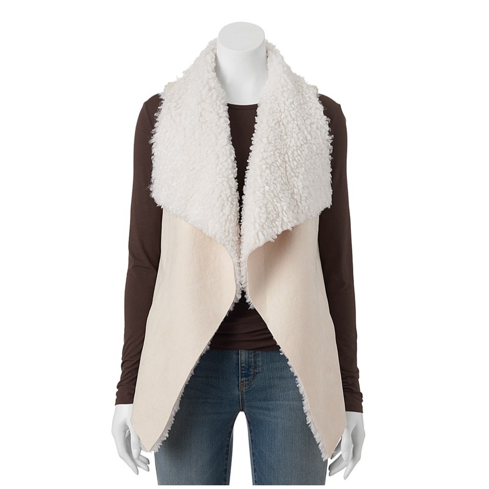 NWT Madden Girl Juniors Flyaway Vest Faux Suede Faux Sherpa Size S/M